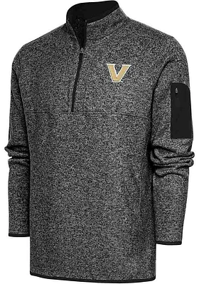 Antigua Vanderbilt Commodores Mens Black Fortune Long Sleeve Qtr Zip Pullover