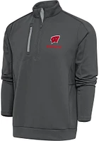 Mens Wisconsin Badgers Grey Antigua Generation Qtr Zip Pullover
