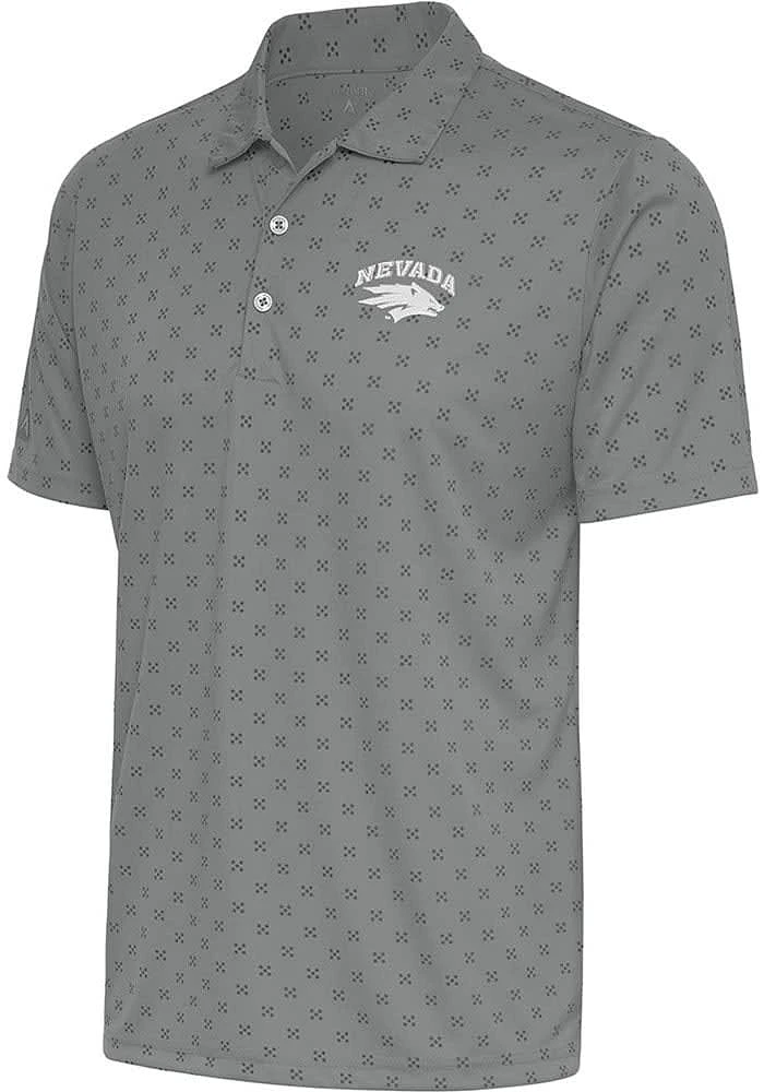 Antigua Nevada Wolf Pack Mens Grey Spark Short Sleeve Polo