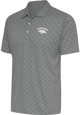 Antigua Nevada Wolf Pack Mens Grey Spark Short Sleeve Polo