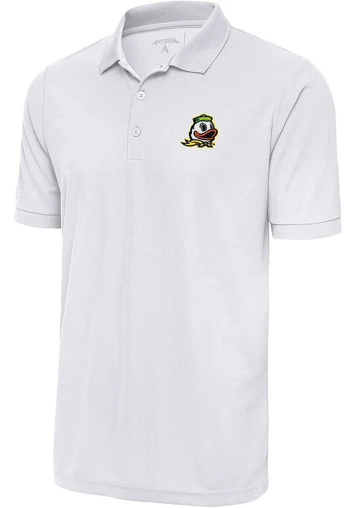 Antigua Oregon Ducks Mens White Legacy Pique Short Sleeve Polo