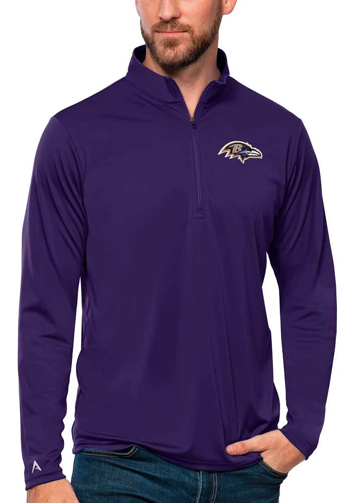 Antigua Baltimore Ravens Mens Tribute Long Sleeve Qtr Zip Pullover