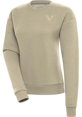 Antigua Vanderbilt Commodores Womens Khaki Victory Crew Sweatshirt