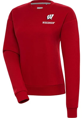 Womens Wisconsin Badgers Antigua Victory Crew Sweatshirt