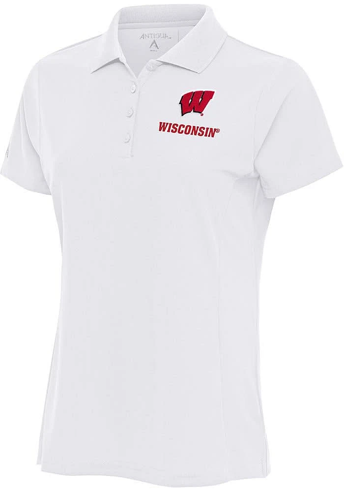 Womens Wisconsin Badgers Antigua Legacy Pique Short Sleeve Polo Shirt