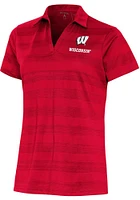 Womens Wisconsin Badgers Antigua Compass Short Sleeve Polo Shirt