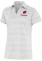 Womens Wisconsin Badgers Antigua Compass Short Sleeve Polo Shirt