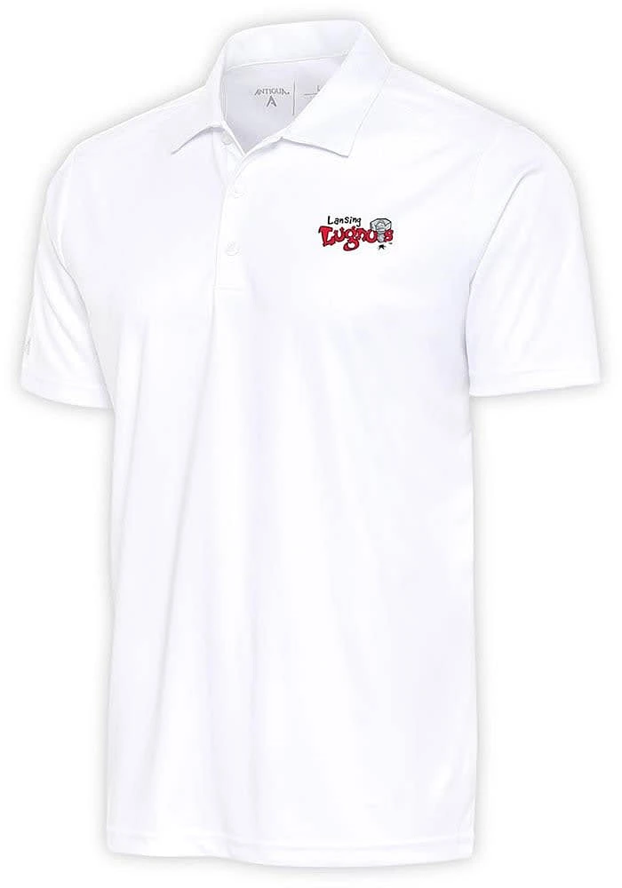 Antigua Lansing Lugnuts Mens White Tribute Short Sleeve Polo