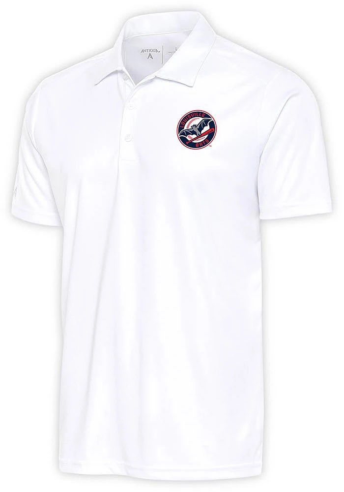 Antigua Louisville Bats Mens White Tribute Short Sleeve Polo