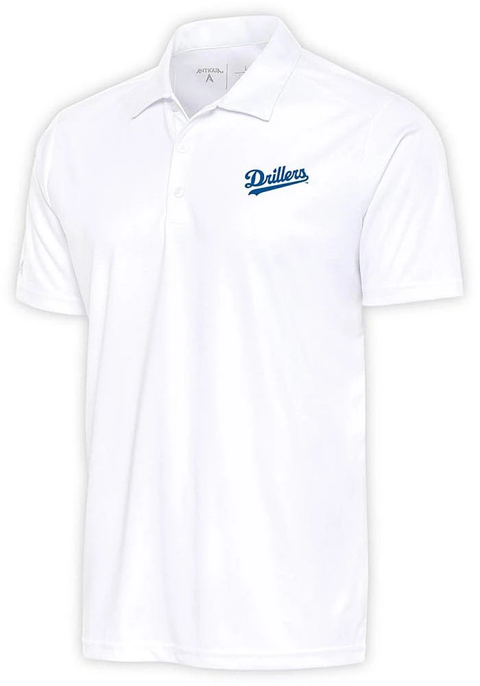Antigua Tulsa Drillers Mens White Tribute Short Sleeve Polo