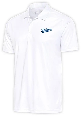 Antigua Tulsa Drillers Mens White Tribute Short Sleeve Polo