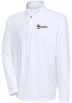 Antigua Frisco Rough Riders Mens White Tribute Long Sleeve Qtr Zip Pullover