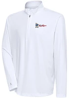 Antigua Frisco Rough Riders Mens White Tribute Long Sleeve Qtr Zip Pullover
