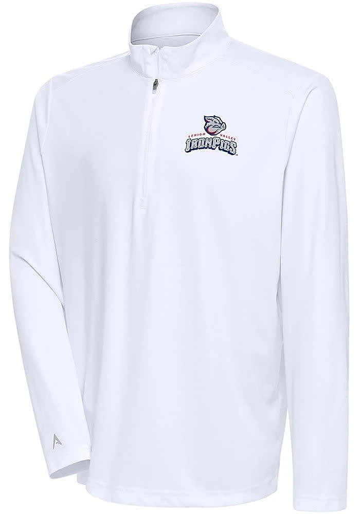 Antigua Lehigh Valley Ironpigs Mens White Tribute Long Sleeve Qtr Zip Pullover