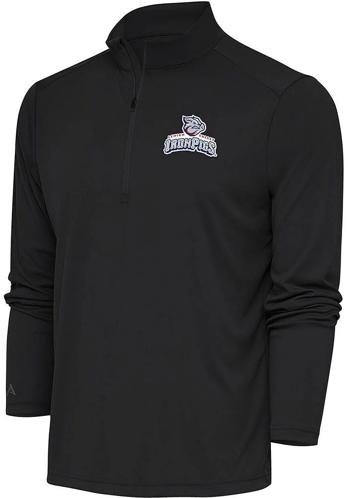 Antigua Lehigh Valley Ironpigs Mens Grey Tribute Long Sleeve Qtr Zip Pullover