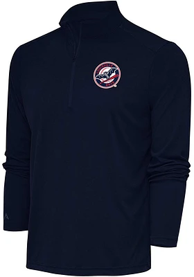 Antigua Louisville Bats Mens Navy Blue Tribute Long Sleeve Qtr Zip Pullover