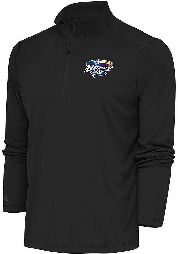 Antigua Mens Grey Tribute Long Sleeve Qtr Zip Pullover
