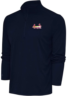 Antigua Springfield Cardinals Mens Navy Blue Tribute Long Sleeve Qtr Zip Pullover