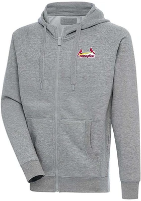 Antigua Springfield Cardinals Mens Grey Victory Long Sleeve Full Zip Jacket