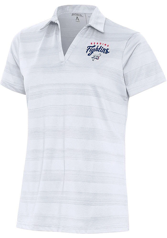 Antigua Reading Fightin Phils Womens White Compass Short Sleeve Polo Shirt