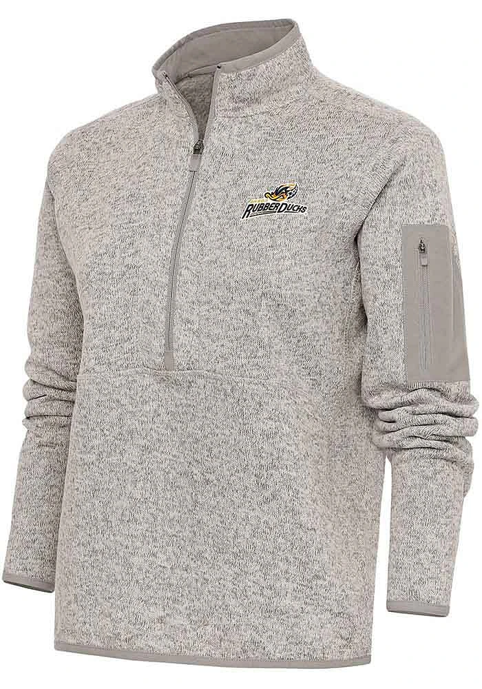 Antigua Akron RubberDucks Womens Oatmeal Fortune Qtr Zip
