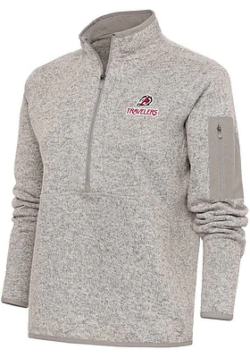 Antigua Arkansas Travelers Womens Oatmeal Fortune Qtr Zip