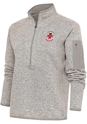 Antigua Indianapolis Indians Womens Oatmeal Fortune Qtr Zip