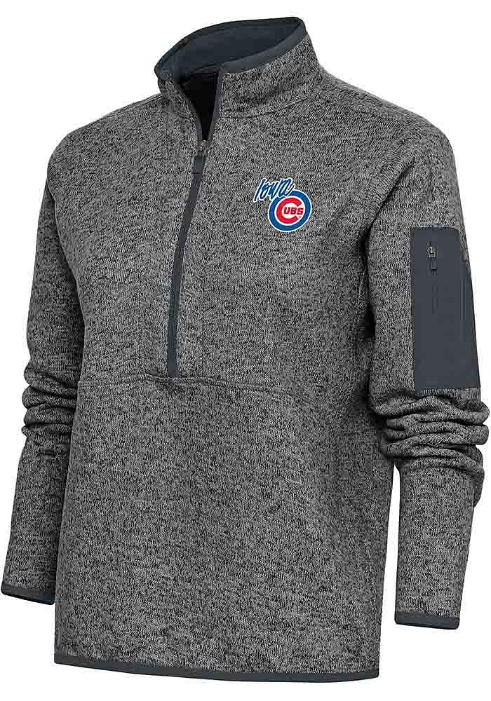 Antigua Iowa Cubs Womens Grey Fortune Qtr Zip
