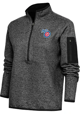 Antigua Iowa Cubs Womens Black Fortune Qtr Zip