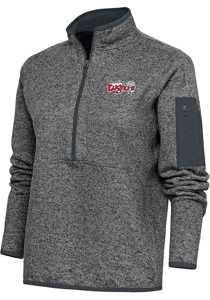 Antigua Lansing Lugnuts Womens Grey Fortune Qtr Zip