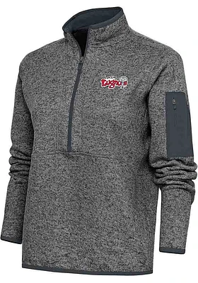 Antigua Lansing Lugnuts Womens Grey Fortune Qtr Zip