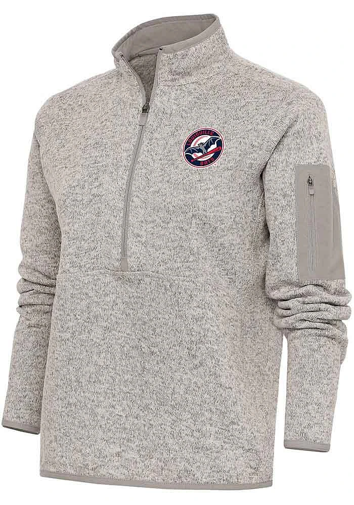 Antigua Louisville Bats Womens Oatmeal Fortune Qtr Zip