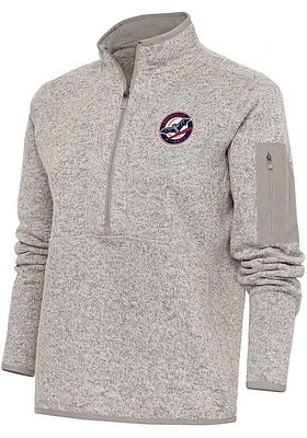 Antigua Louisville Bats Womens Oatmeal Fortune Qtr Zip
