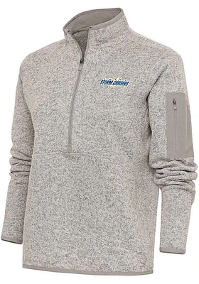 Antigua Omaha Storm Chasers Womens Oatmeal Fortune Qtr Zip