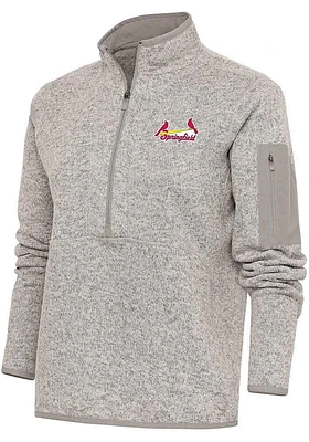 Antigua Springfield Cardinals Womens Oatmeal Fortune Qtr Zip