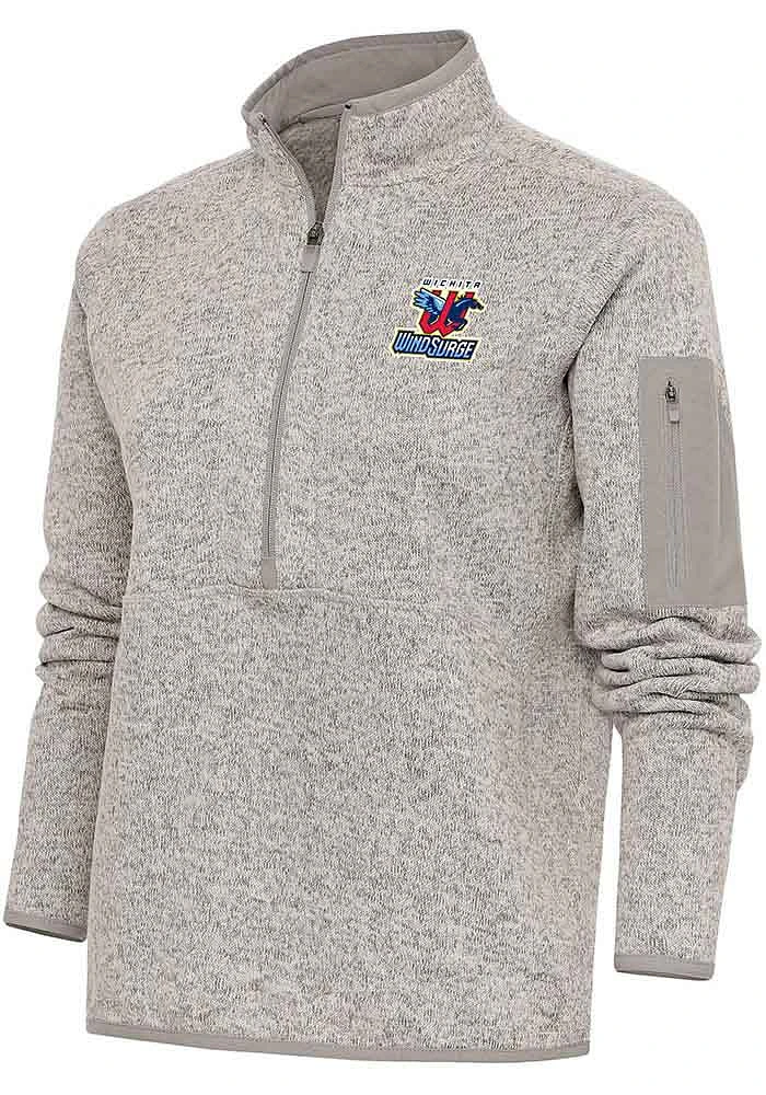 Antigua Wichita Wind Surge Womens Oatmeal Fortune Qtr Zip