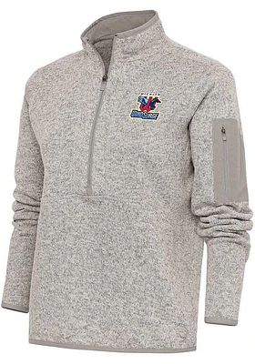 Antigua Wichita Wind Surge Womens Oatmeal Fortune Qtr Zip