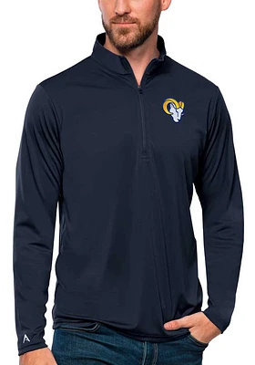 Antigua Los Angeles Rams Mens Navy Blue Tribute Long Sleeve Qtr Zip Pullover