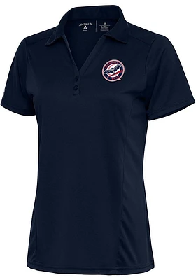 Antigua Louisville Bats Womens Navy Blue Tribute Short Sleeve Polo Shirt