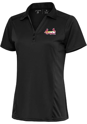 Antigua Springfield Cardinals Womens Grey Tribute Short Sleeve Polo Shirt