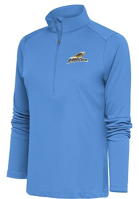 Antigua Akron RubberDucks Womens Light Blue Tribute Qtr Zip Pullover