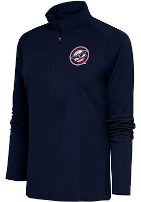 Antigua Louisville Bats Womens Navy Blue Tribute Qtr Zip Pullover