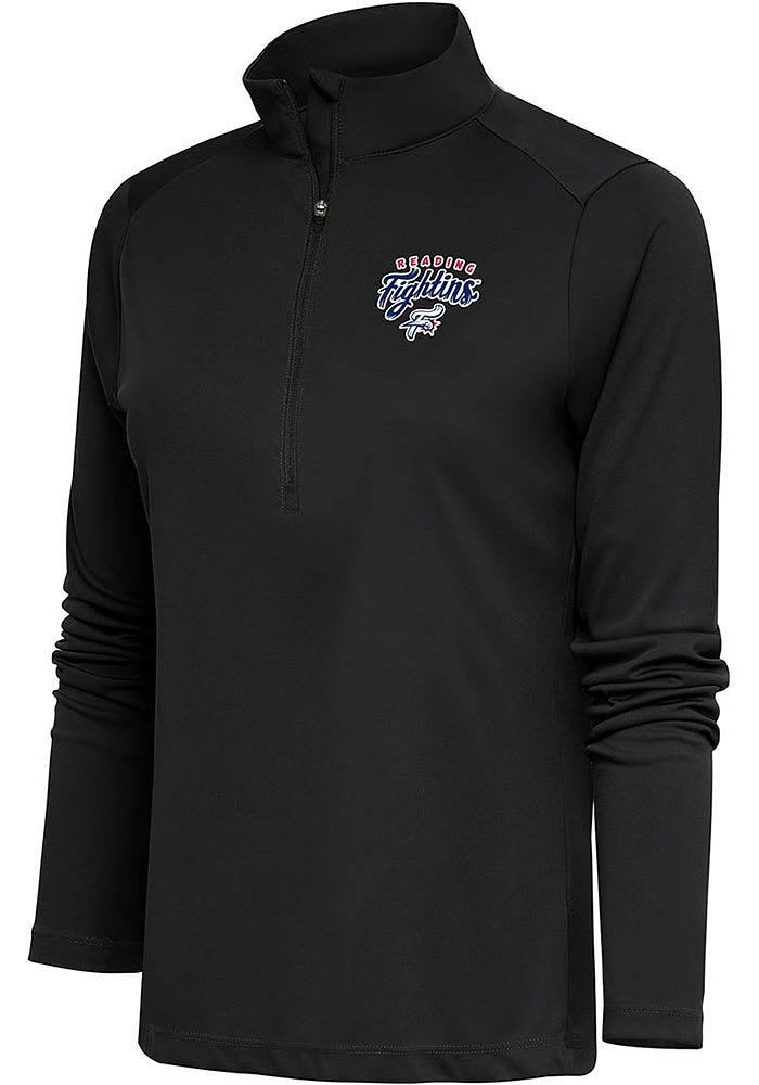 Antigua Reading Fightin Phils Womens Grey Tribute Qtr Zip Pullover