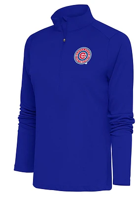 Antigua South Bend Cubs Womens Blue Tribute Qtr Zip Pullover