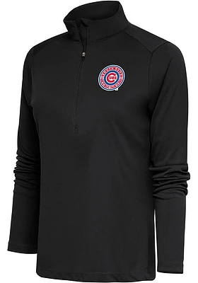 Antigua South Bend Cubs Womens Grey Tribute Qtr Zip Pullover