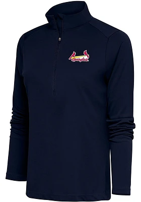 Antigua Springfield Cardinals Womens Navy Blue Tribute Qtr Zip Pullover