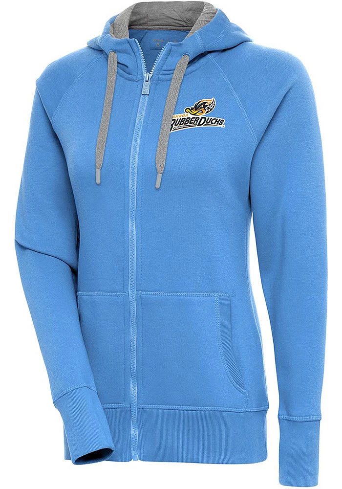Antigua Akron RubberDucks Womens Light Blue Victory Long Sleeve Full Zip Jacket