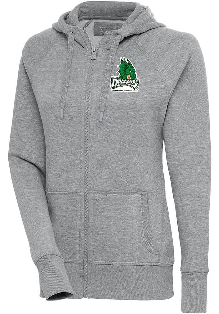 Antigua Dayton Dragons Womens Grey Victory Long Sleeve Full Zip Jacket