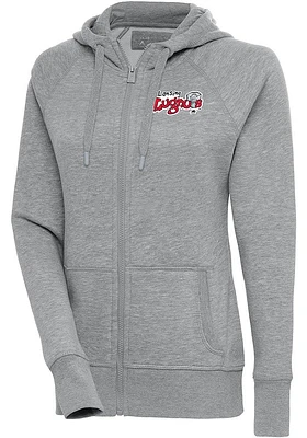 Antigua Lansing Lugnuts Womens Grey Victory Long Sleeve Full Zip Jacket