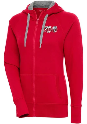 Antigua Lansing Lugnuts Womens Red Victory Long Sleeve Full Zip Jacket